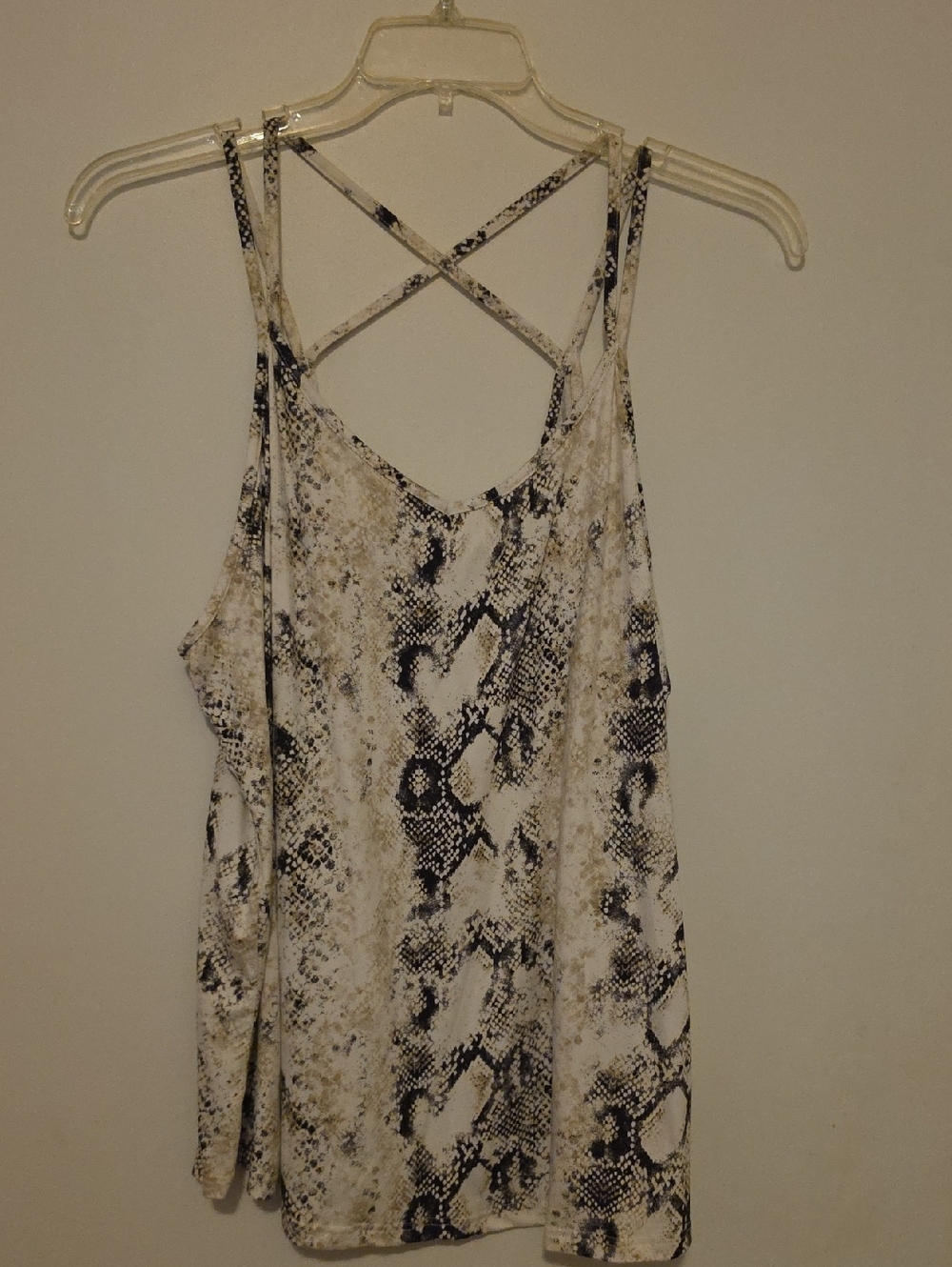 Papermoon Snake Print Crisscross Tank Top - White/Black